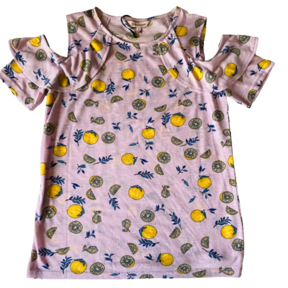 JUICY COUTURE Top Lemons Cold-Shoulder Lavender Size S XL - Picture 4 of 11
